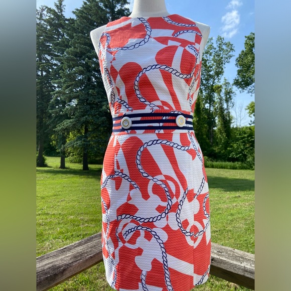 Lilly Pulitzer Dress 'Kirkland Booze Cruise Tango Orange" Size 8 Nautical Sun - Picture 3 of 8